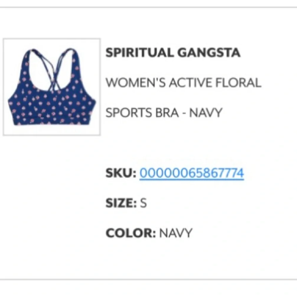 Spiritual Gangster sports bra - Size S - Picture 5 of 5